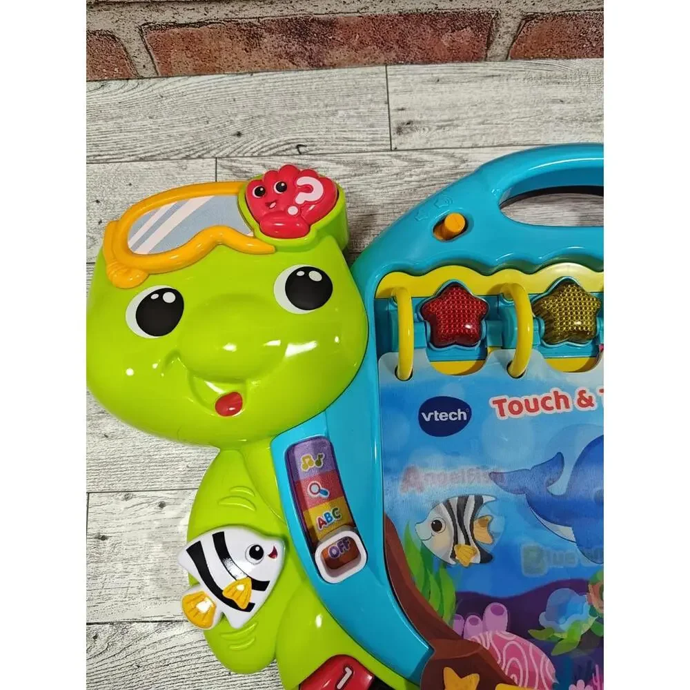 VTech Touch Teach Sea Turtle Interactive Learning Book Alphabet Numbers Lights